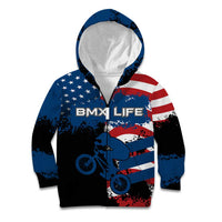 BMX Life Graphic Kid Hoodie with American Flag and Custom Rider Number Design - Wonder Print Shop