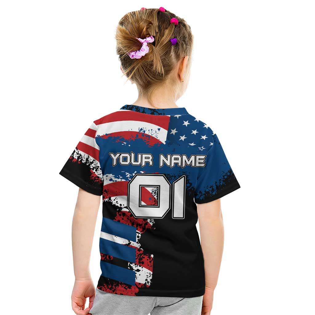 BMX Life Graphic Kid T Shirt with American Flag and Custom Rider Number Design - Wonder Print Shop