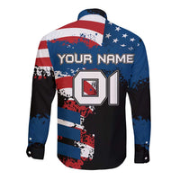 BMX Life Graphic Long Sleeve Button Shirt with American Flag and Custom Rider Number Design - Wonder Print Shop