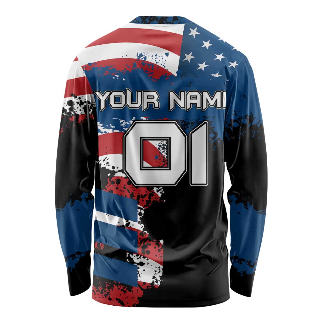 BMX Life Graphic Long Sleeve Shirt with American Flag and Custom Rider Number Design - Wonder Print Shop