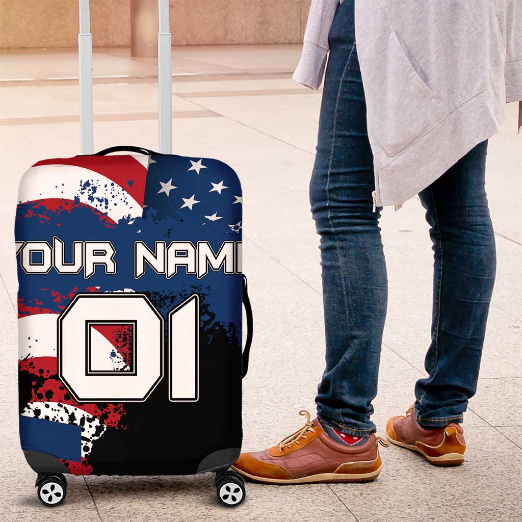 BMX Life Graphic Luggage Cover with American Flag and Custom Rider Number Design - Wonder Print Shop