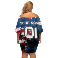 BMX Life Graphic Off Shoulder Short Dress with American Flag and Custom Rider Number Design - Wonder Print Shop
