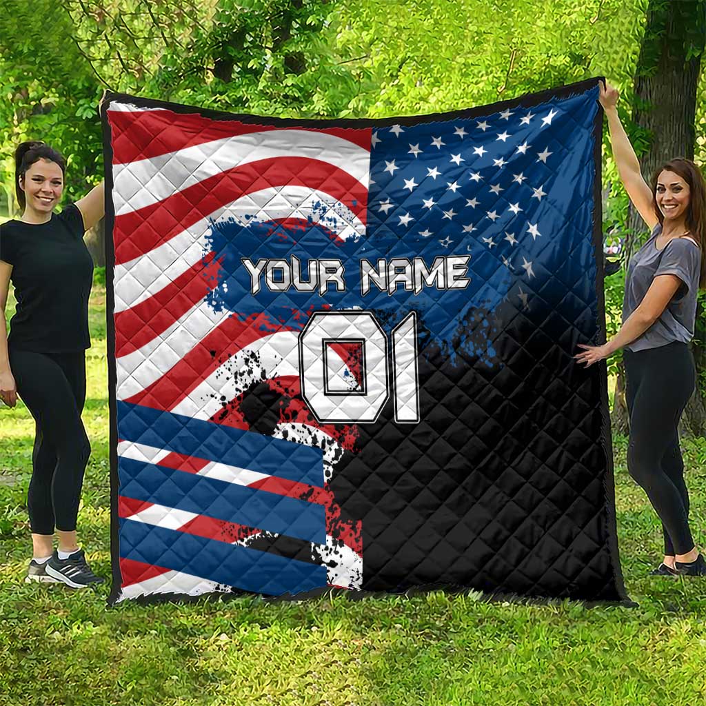 BMX Life Graphic Quilt with American Flag and Custom Rider Number Design - Wonder Print Shop