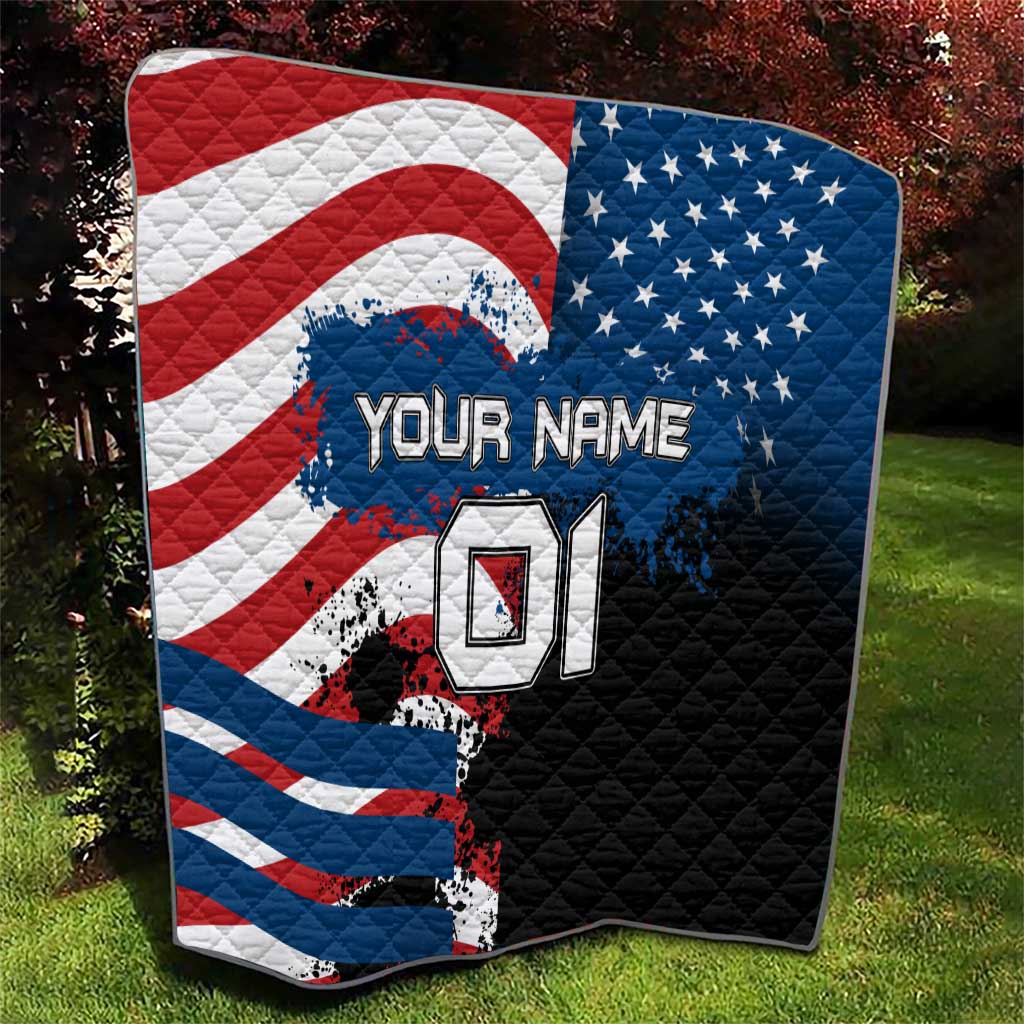BMX Life Graphic Quilt with American Flag and Custom Rider Number Design - Wonder Print Shop