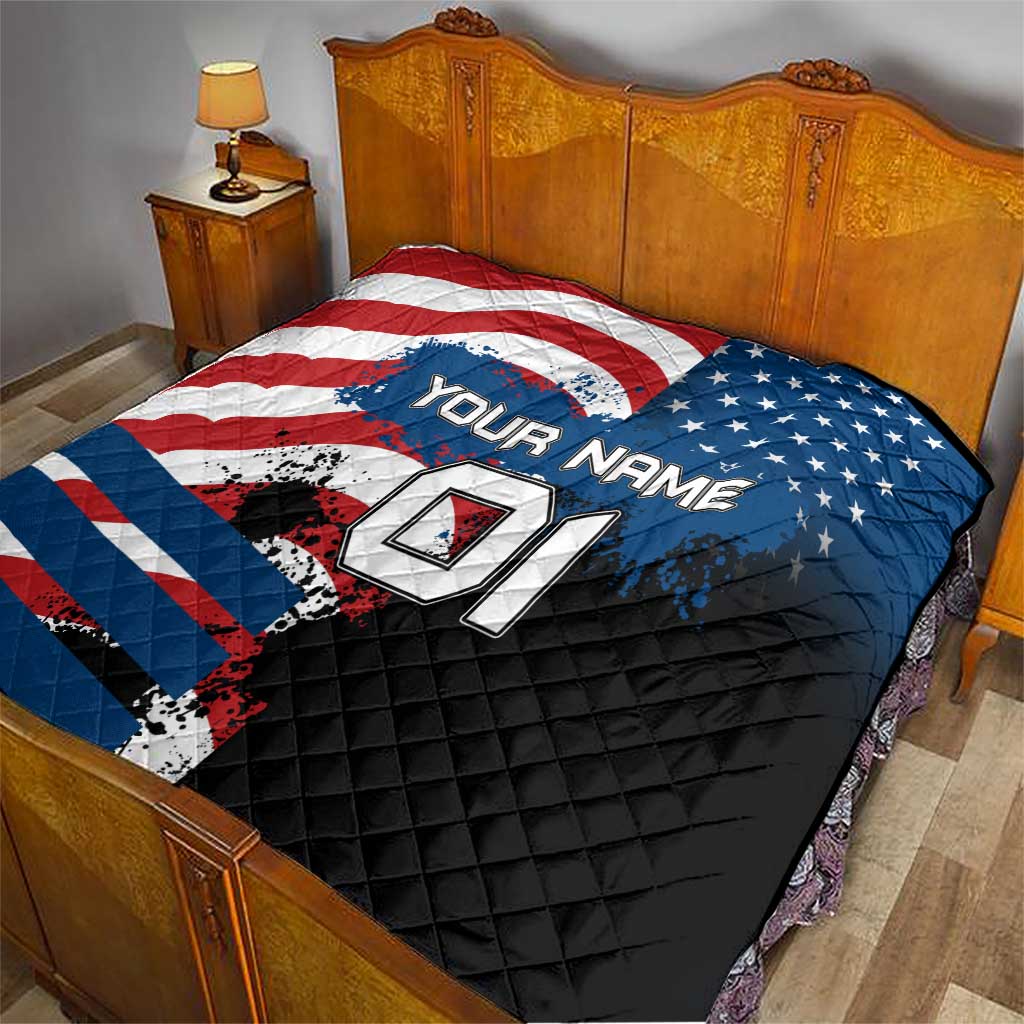 BMX Life Graphic Quilt with American Flag and Custom Rider Number Design - Wonder Print Shop