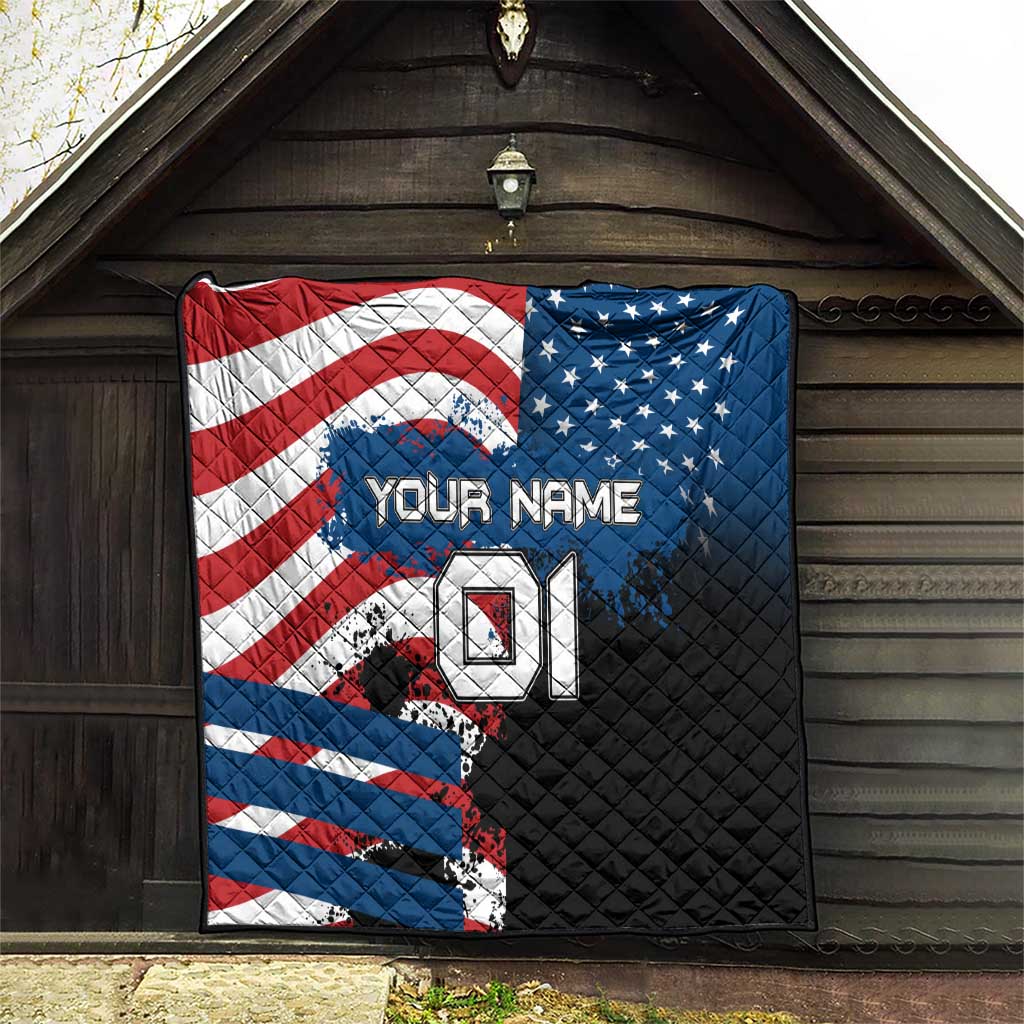BMX Life Graphic Quilt with American Flag and Custom Rider Number Design - Wonder Print Shop