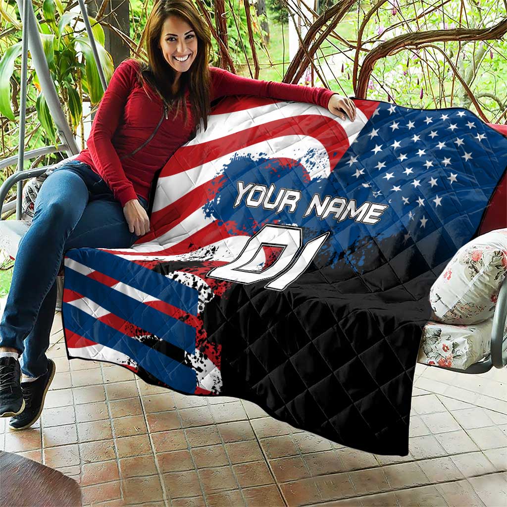 BMX Life Graphic Quilt with American Flag and Custom Rider Number Design - Wonder Print Shop