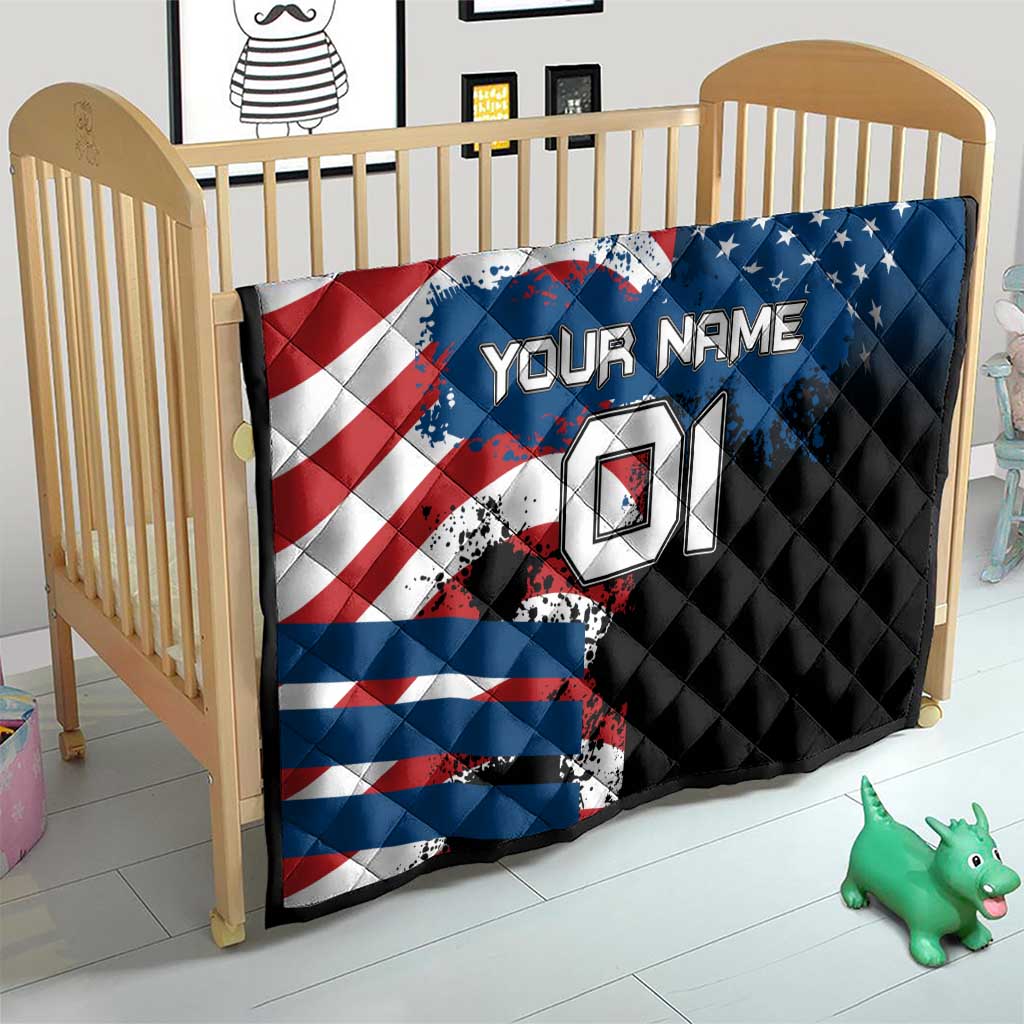 BMX Life Graphic Quilt with American Flag and Custom Rider Number Design - Wonder Print Shop