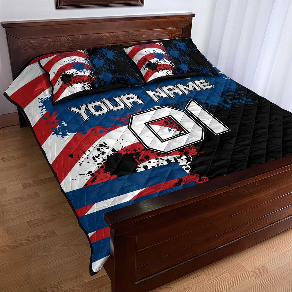 BMX Life Graphic Quilt Bed Set with American Flag and Custom Rider Number Design - Wonder Print Shop