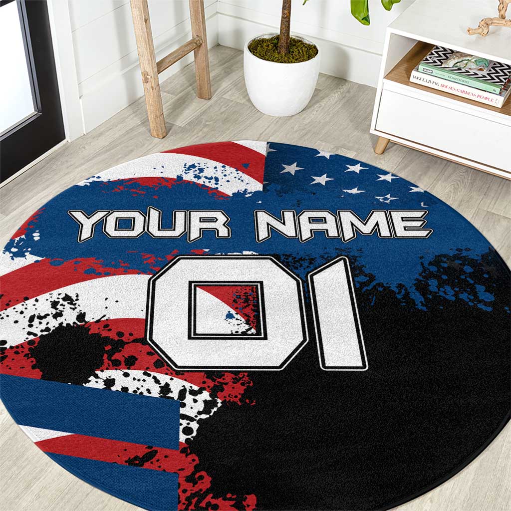 BMX Life Graphic Round Carpet with American Flag and Custom Rider Number Design - Wonder Print Shop