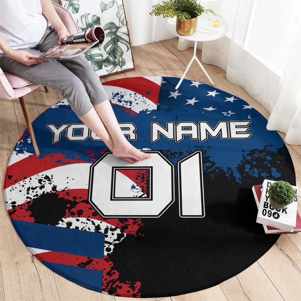 BMX Life Graphic Round Carpet with American Flag and Custom Rider Number Design - Wonder Print Shop