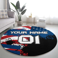 BMX Life Graphic Round Carpet with American Flag and Custom Rider Number Design - Wonder Print Shop