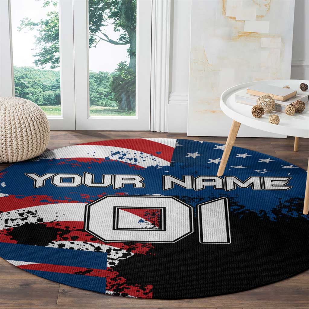 BMX Life Graphic Round Carpet with American Flag and Custom Rider Number Design - Wonder Print Shop