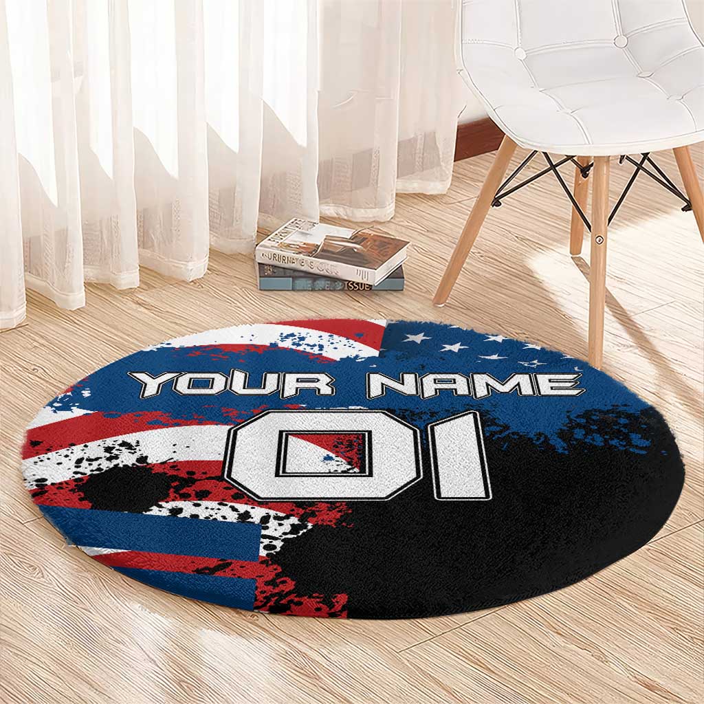 BMX Life Graphic Round Carpet with American Flag and Custom Rider Number Design - Wonder Print Shop