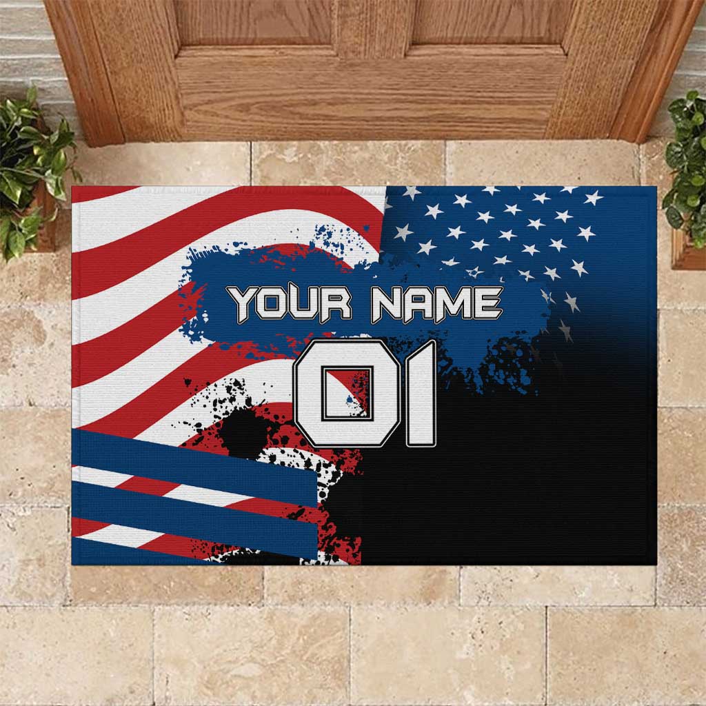 BMX Life Graphic Rubber Doormat with American Flag and Custom Rider Number Design - Wonder Print Shop