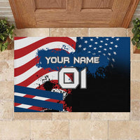 BMX Life Graphic Rubber Doormat with American Flag and Custom Rider Number Design - Wonder Print Shop