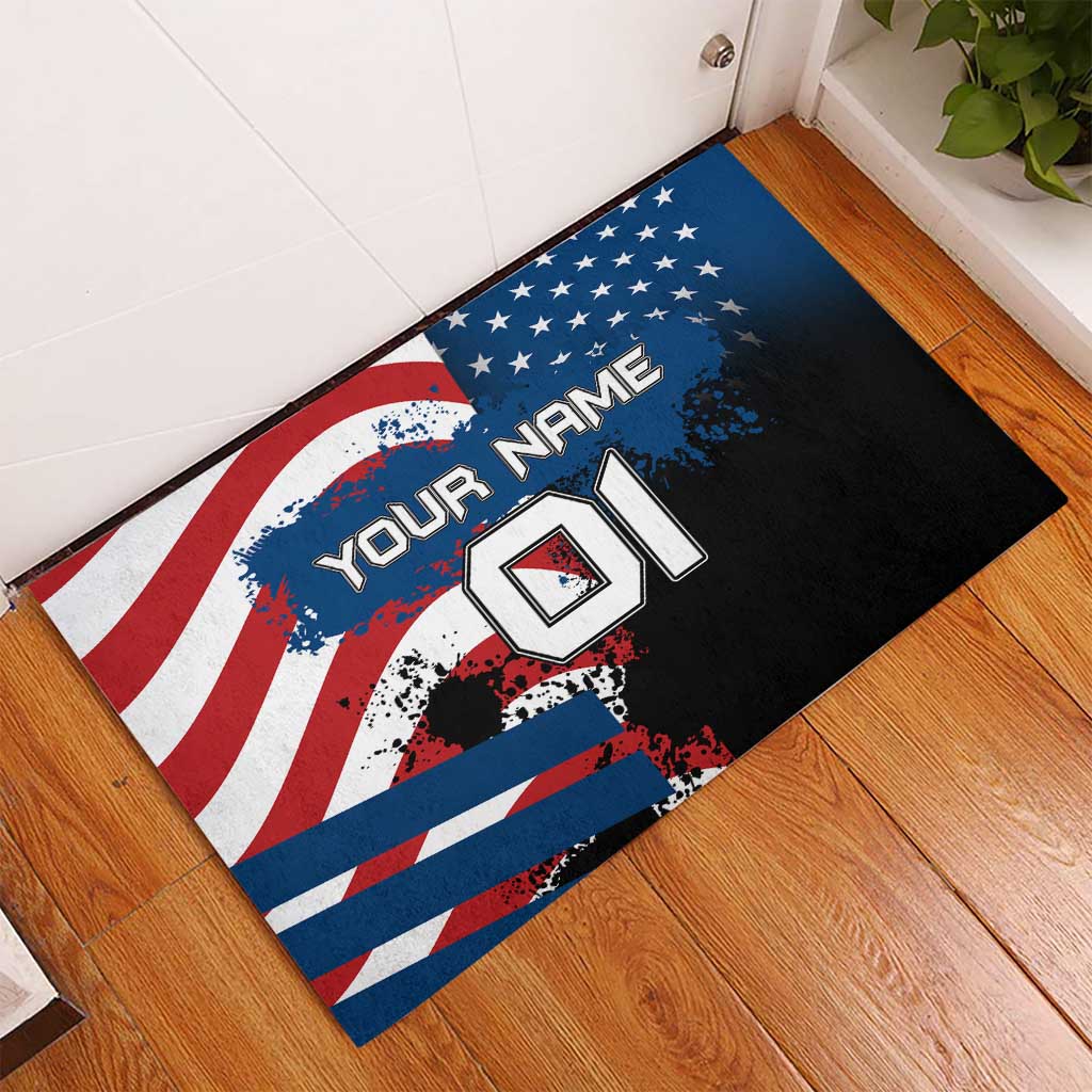 BMX Life Graphic Rubber Doormat with American Flag and Custom Rider Number Design - Wonder Print Shop