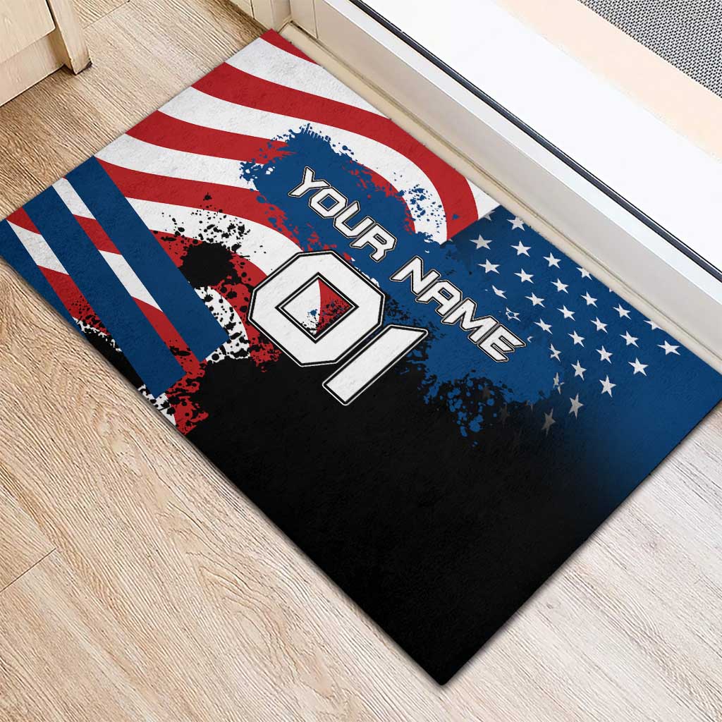BMX Life Graphic Rubber Doormat with American Flag and Custom Rider Number Design - Wonder Print Shop