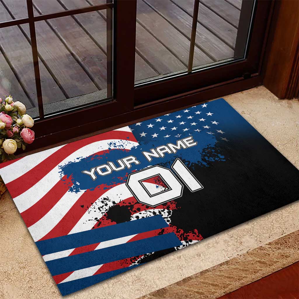 BMX Life Graphic Rubber Doormat with American Flag and Custom Rider Number Design - Wonder Print Shop