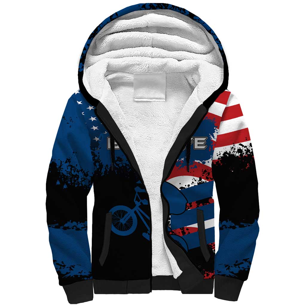 BMX Life Graphic Sherpa Hoodie with American Flag and Custom Rider Number Design - Wonder Print Shop