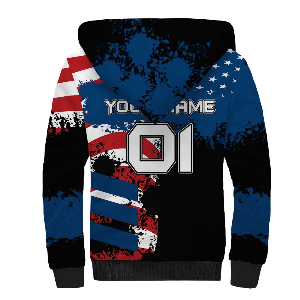 BMX Life Graphic Sherpa Hoodie with American Flag and Custom Rider Number Design - Wonder Print Shop