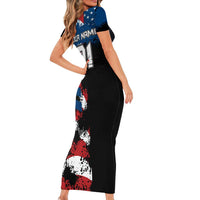 BMX Life Graphic Short Sleeve Bodycon Dress with American Flag and Custom Rider Number Design - Wonder Print Shop