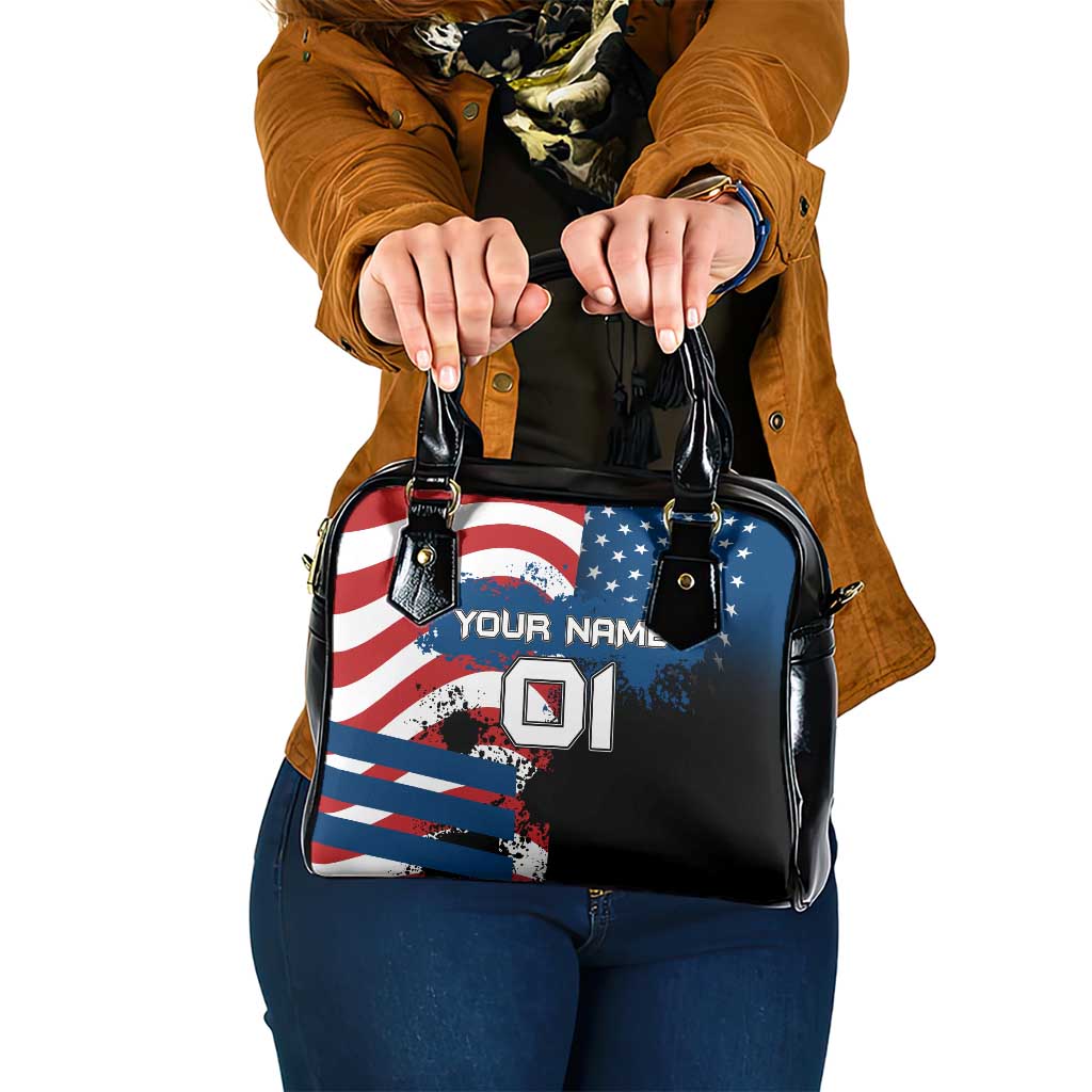 BMX Life Graphic Shoulder Handbag with American Flag and Custom Rider Number Design - Wonder Print Shop