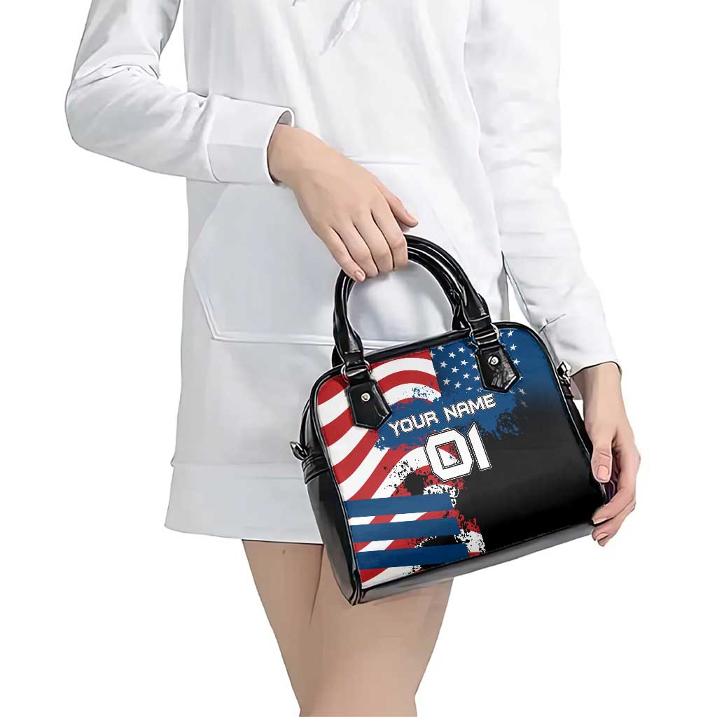 BMX Life Graphic Shoulder Handbag with American Flag and Custom Rider Number Design - Wonder Print Shop