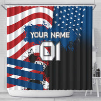 BMX Life Graphic Shower Curtain with American Flag and Custom Rider Number Design - Wonder Print Shop