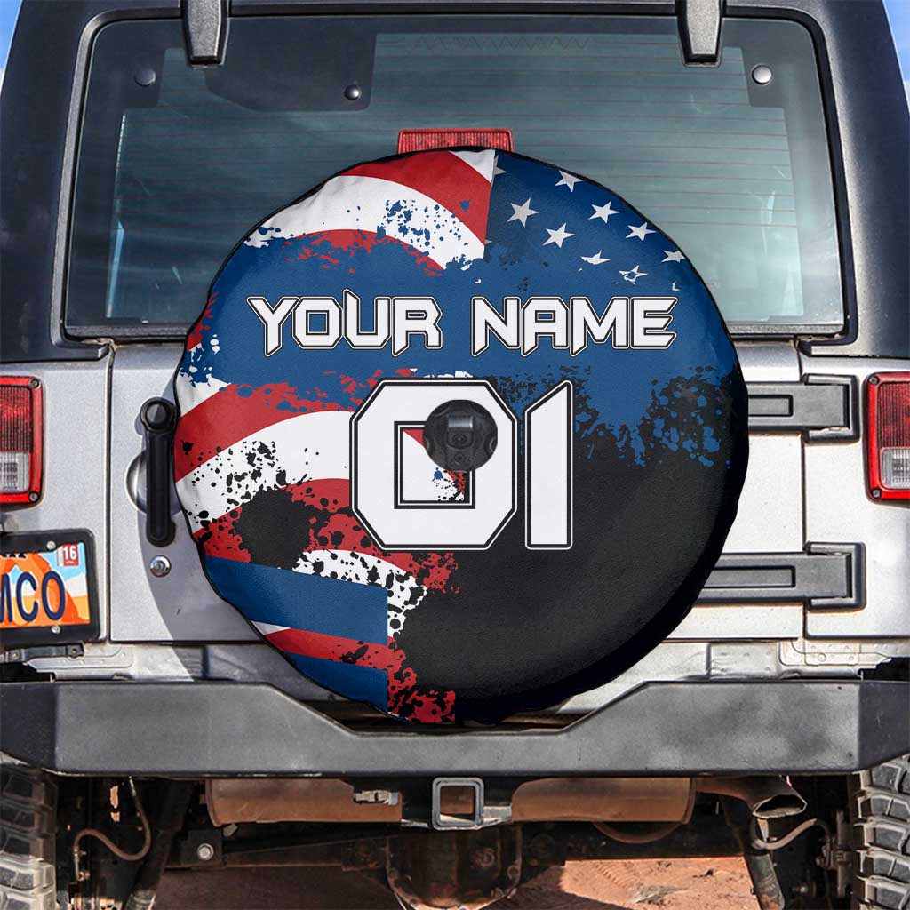 BMX Life Graphic Spare Tire Cover with American Flag and Custom Rider Number Design - Wonder Print Shop