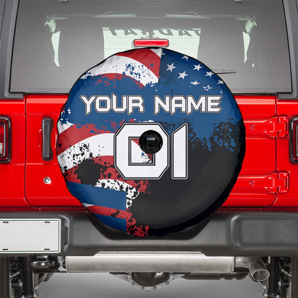BMX Life Graphic Spare Tire Cover with American Flag and Custom Rider Number Design - Wonder Print Shop