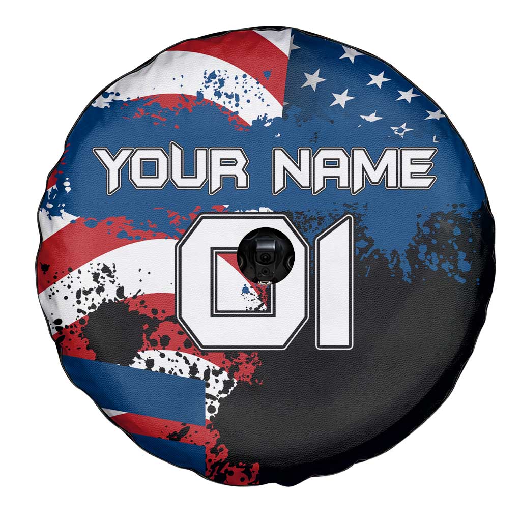 BMX Life Graphic Spare Tire Cover with American Flag and Custom Rider Number Design - Wonder Print Shop
