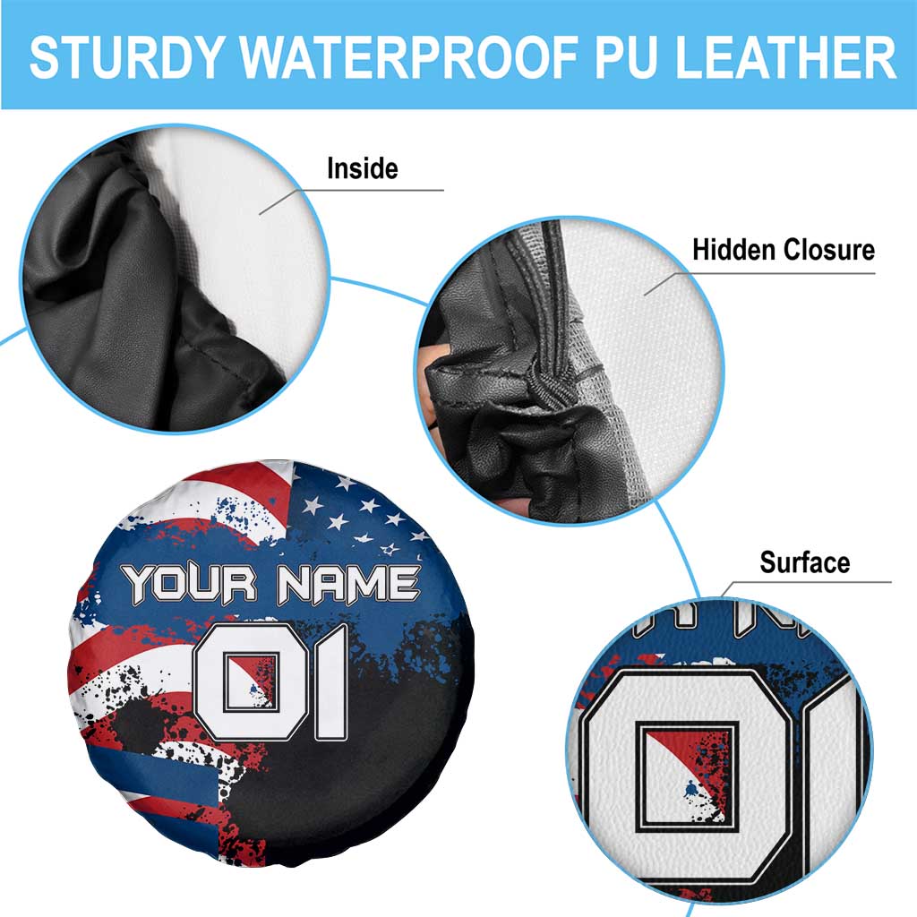 BMX Life Graphic Spare Tire Cover with American Flag and Custom Rider Number Design - Wonder Print Shop