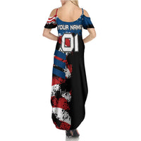 BMX Life Graphic Summer Maxi Dress with American Flag and Custom Rider Number Design - Wonder Print Shop