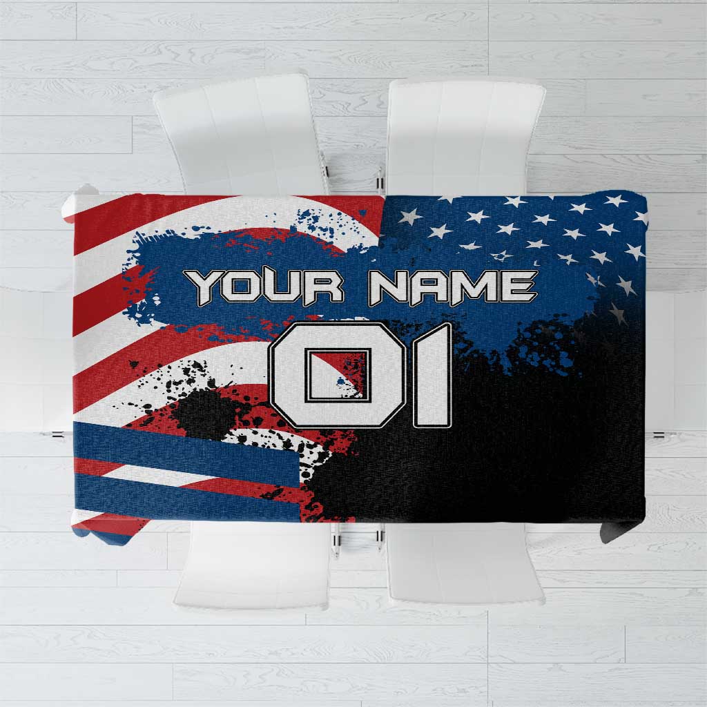 BMX Life Graphic Tablecloth with American Flag and Custom Rider Number Design - Wonder Print Shop