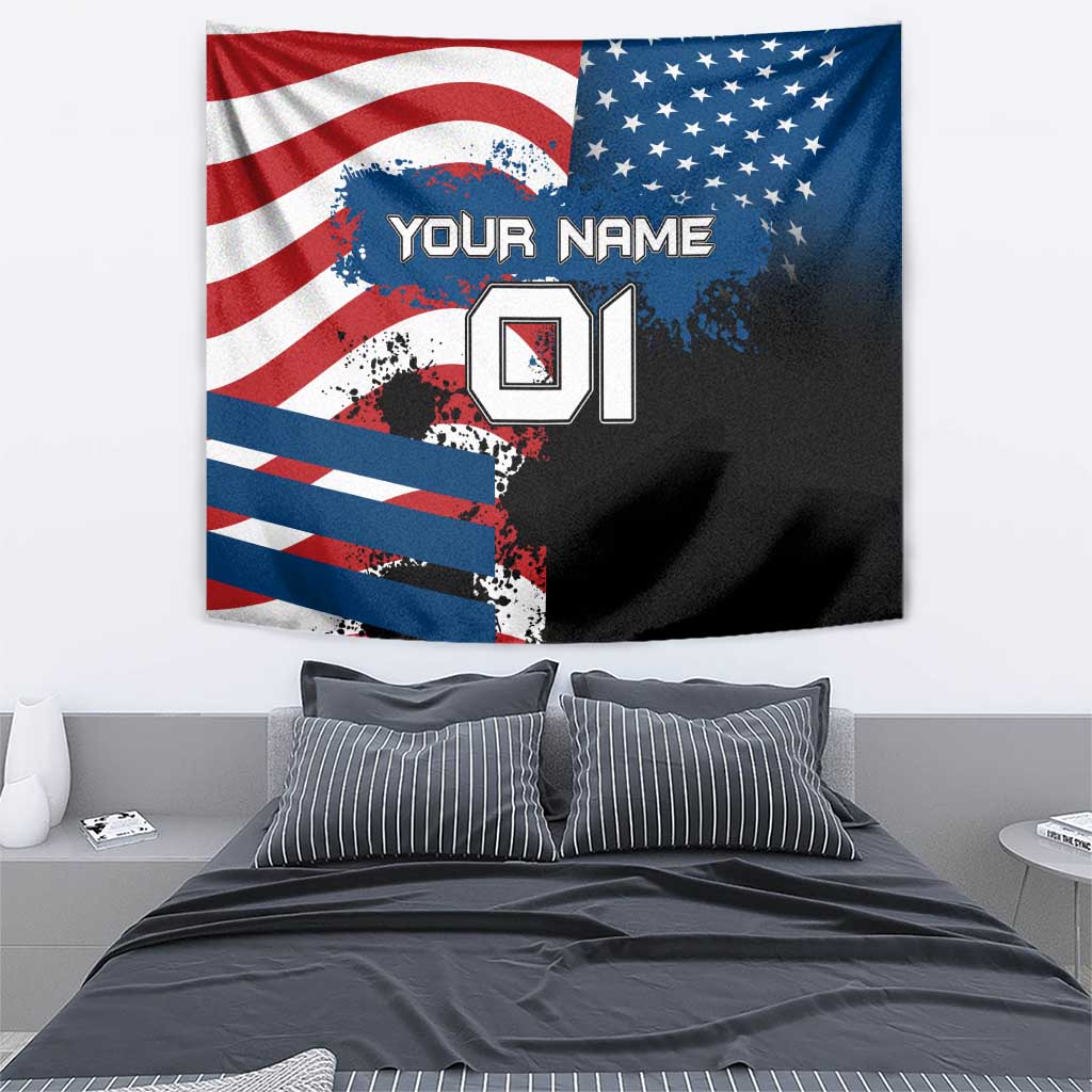 BMX Life Graphic Tapestry with American Flag and Custom Rider Number Design - Wonder Print Shop