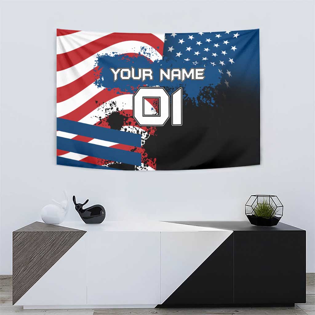 BMX Life Graphic Tapestry with American Flag and Custom Rider Number Design - Wonder Print Shop