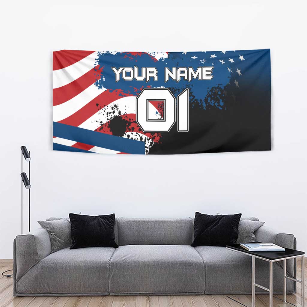 BMX Life Graphic Tapestry with American Flag and Custom Rider Number Design - Wonder Print Shop