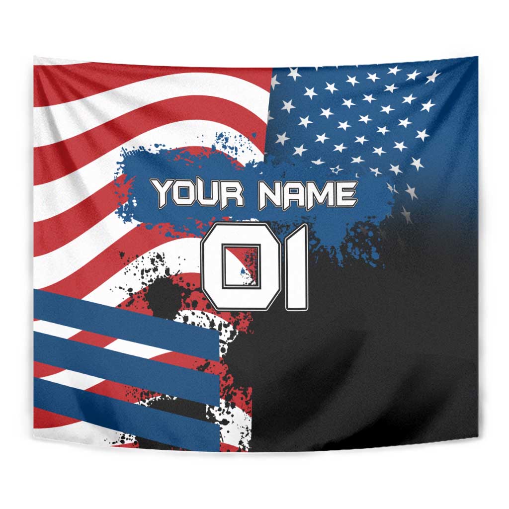BMX Life Graphic Tapestry with American Flag and Custom Rider Number Design - Wonder Print Shop
