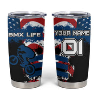 BMX Life Graphic Tumbler Cup with American Flag and Custom Rider Number Design - Wonder Print Shop