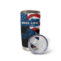BMX Life Graphic Tumbler Cup with American Flag and Custom Rider Number Design - Wonder Print Shop