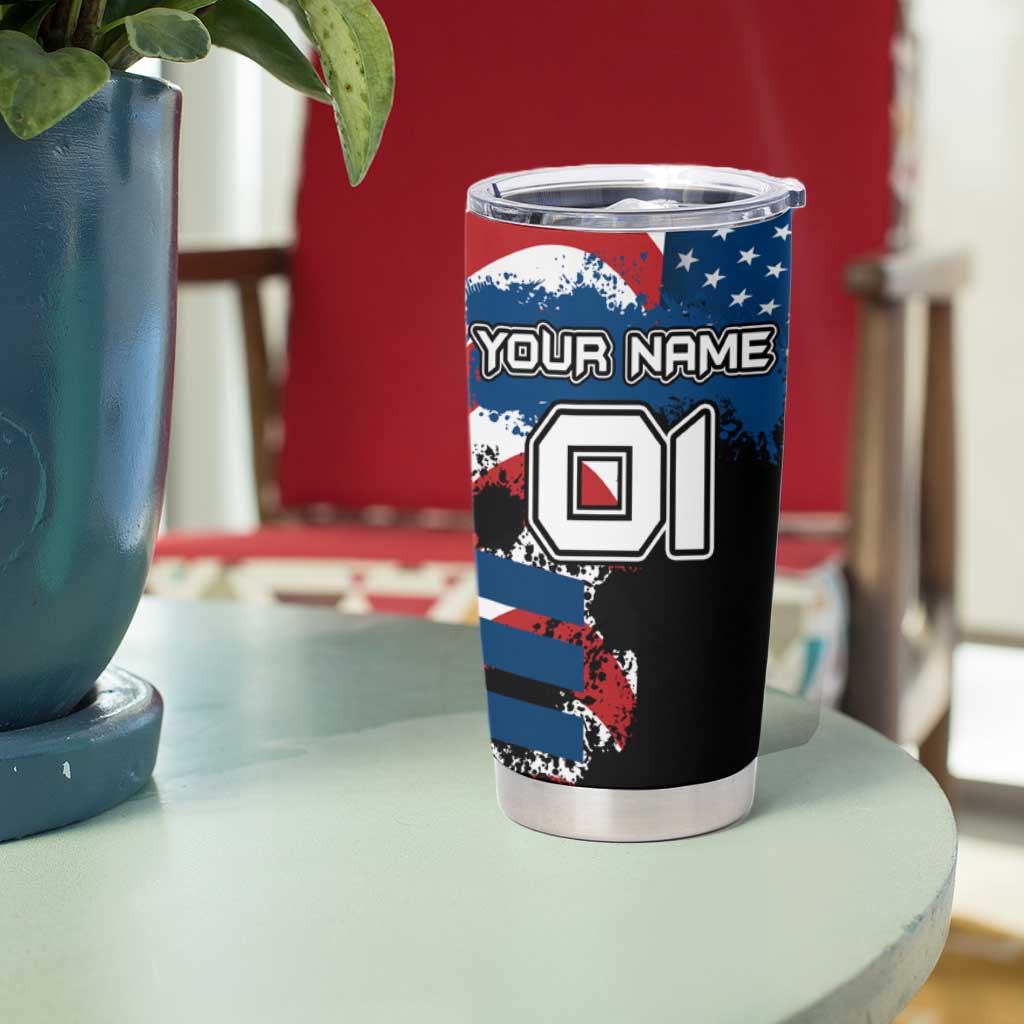 BMX Life Graphic Tumbler Cup with American Flag and Custom Rider Number Design - Wonder Print Shop
