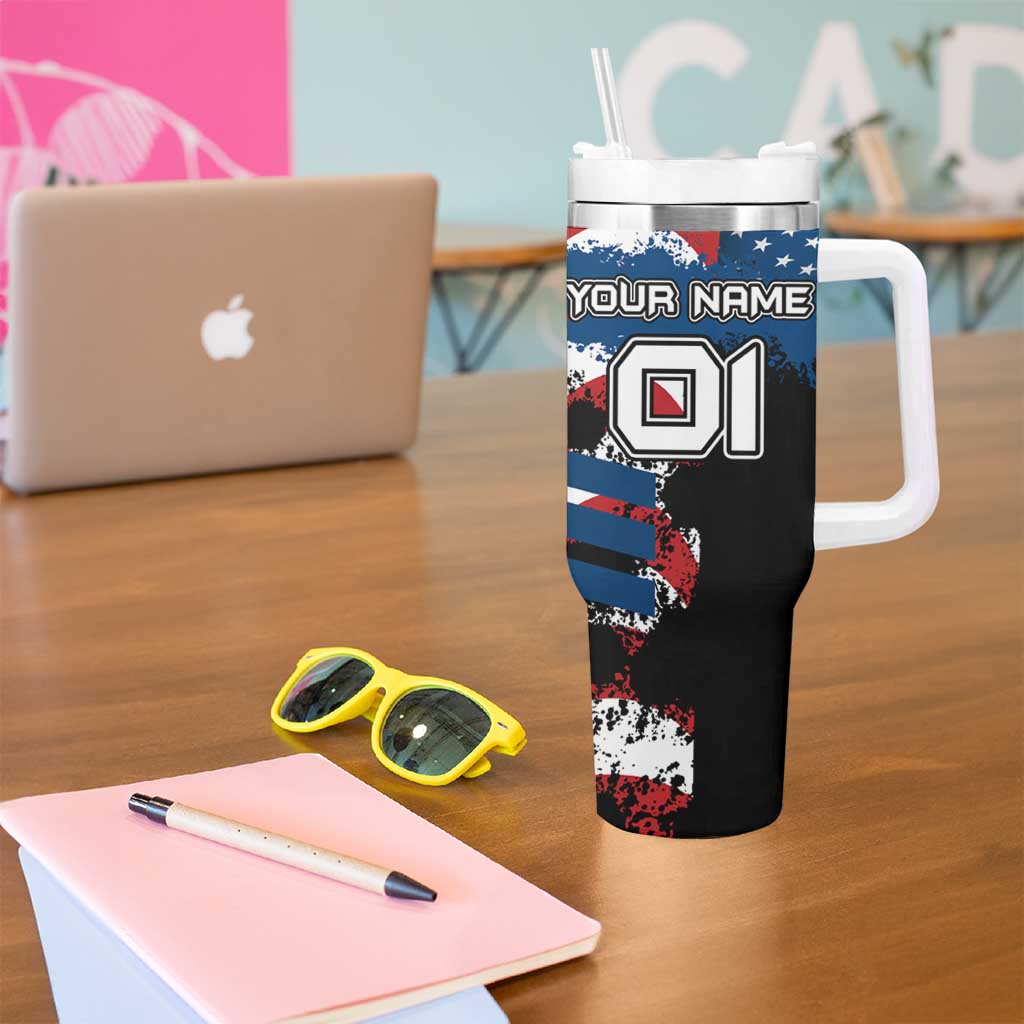 BMX Life Graphic Tumbler With Handle with American Flag and Custom Rider Number Design - Wonder Print Shop