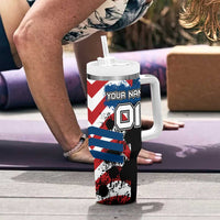 BMX Life Graphic Tumbler With Handle with American Flag and Custom Rider Number Design - Wonder Print Shop