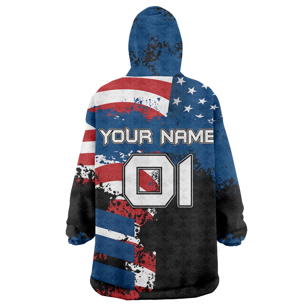 BMX Life Graphic Wearable Blanket Hoodie with American Flag and Custom Rider Number Design - Wonder Print Shop