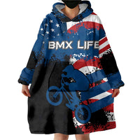 BMX Life Graphic Wearable Blanket Hoodie with American Flag and Custom Rider Number Design - Wonder Print Shop