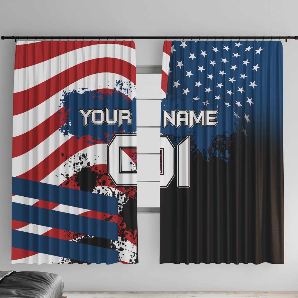 BMX Life Graphic Window Curtain with American Flag and Custom Rider Number Design - Wonder Print Shop