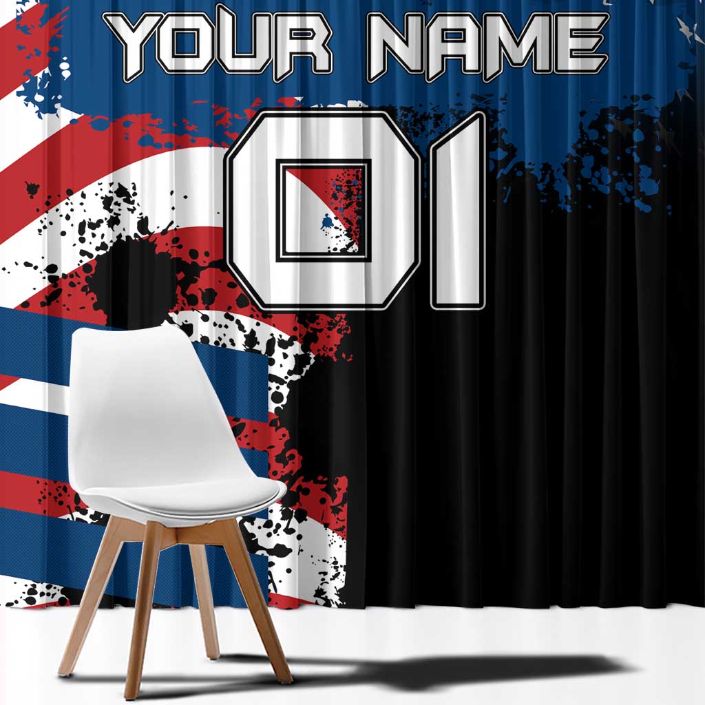BMX Life Graphic Window Curtain with American Flag and Custom Rider Number Design - Wonder Print Shop