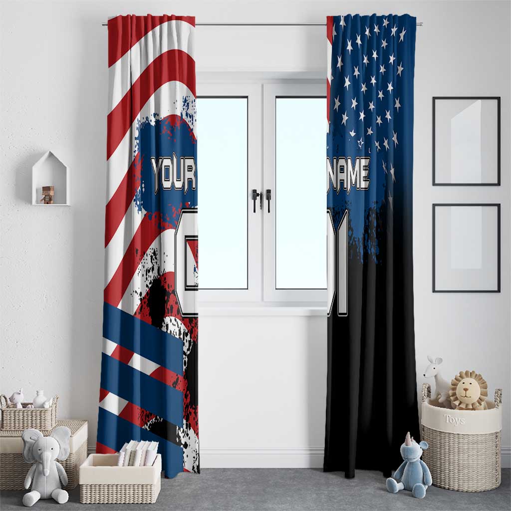BMX Life Graphic Window Curtain with American Flag and Custom Rider Number Design - Wonder Print Shop
