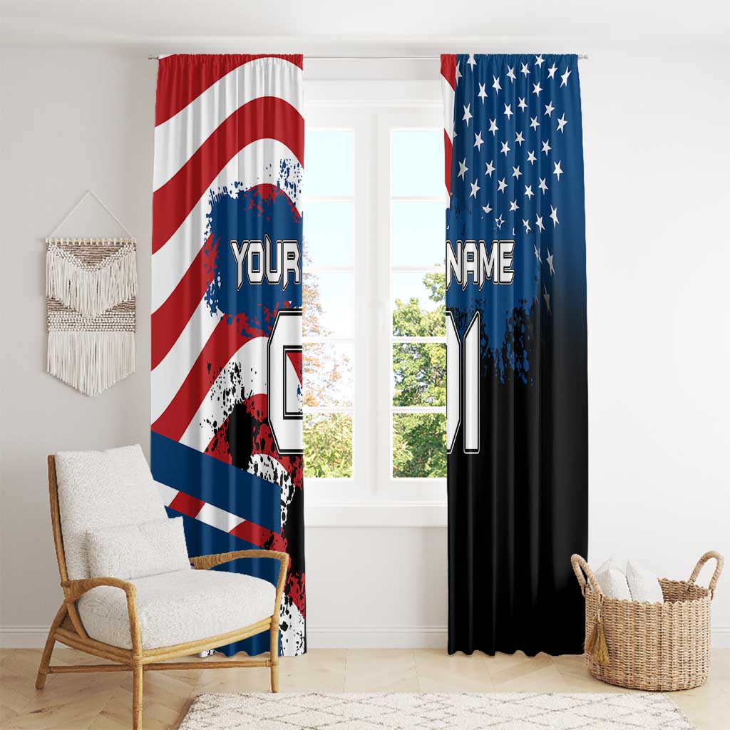 BMX Life Graphic Window Curtain with American Flag and Custom Rider Number Design - Wonder Print Shop